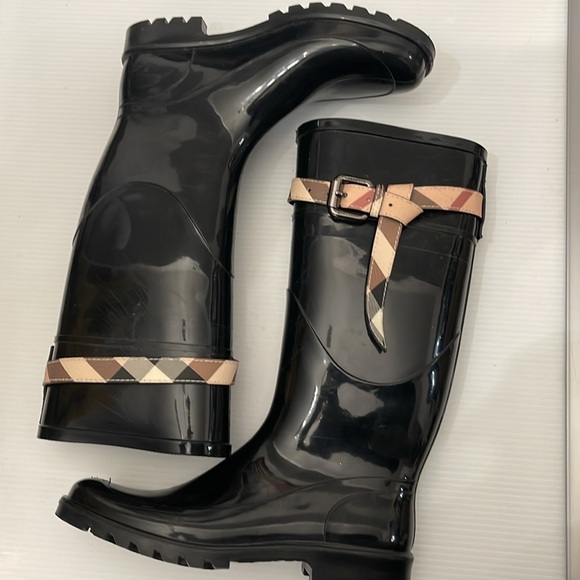 BURBERRY RUBBER PRINTED RAIN-SNOW BOOTS WOMENS SIZE 38 - Picture 11 of 16